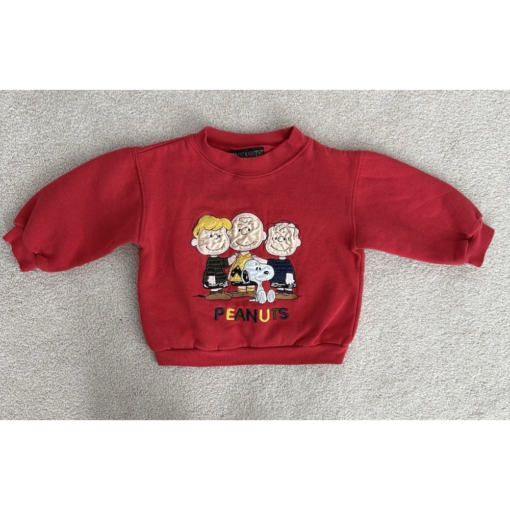 Vintage Red Peanuts  Embroidered Sweatshirt- Size 2t